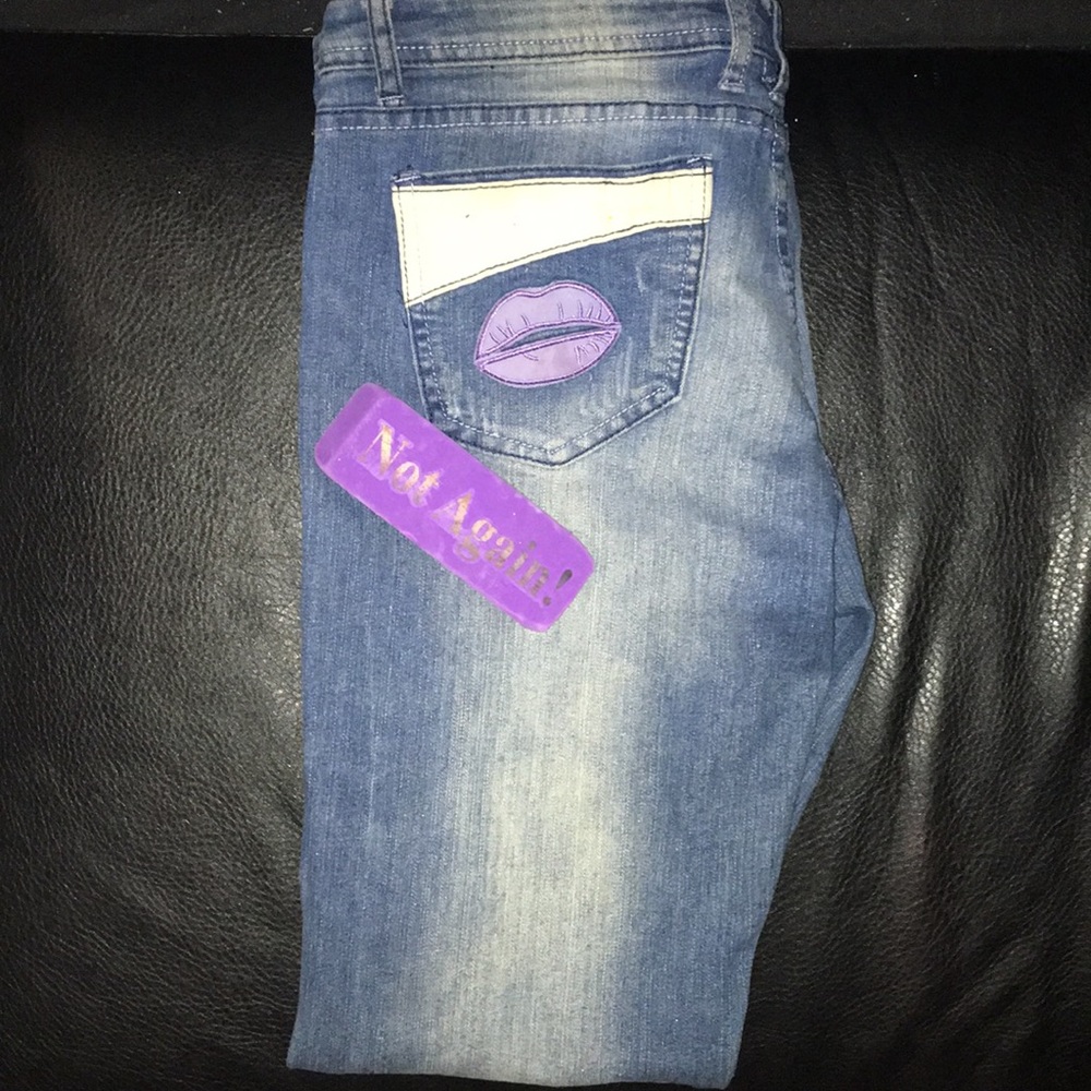 Stonewash Purple Appliqué Denim